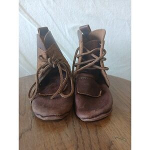 Baby 100% leather booties lagenlook Minimalist barefoot lace up boots shoes